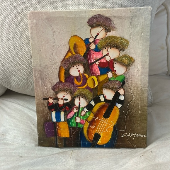 Canvas Oil Painting Musician Children by J.Roybal 10”x8” - Picture 1 of 9